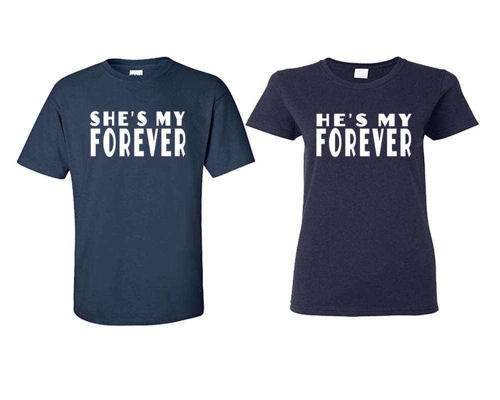 She's My Forever and He's My Forever matching couple shirts.Couple shirts, Navy Blue t shirts for men, t shirts for women. Couple matching shirts.