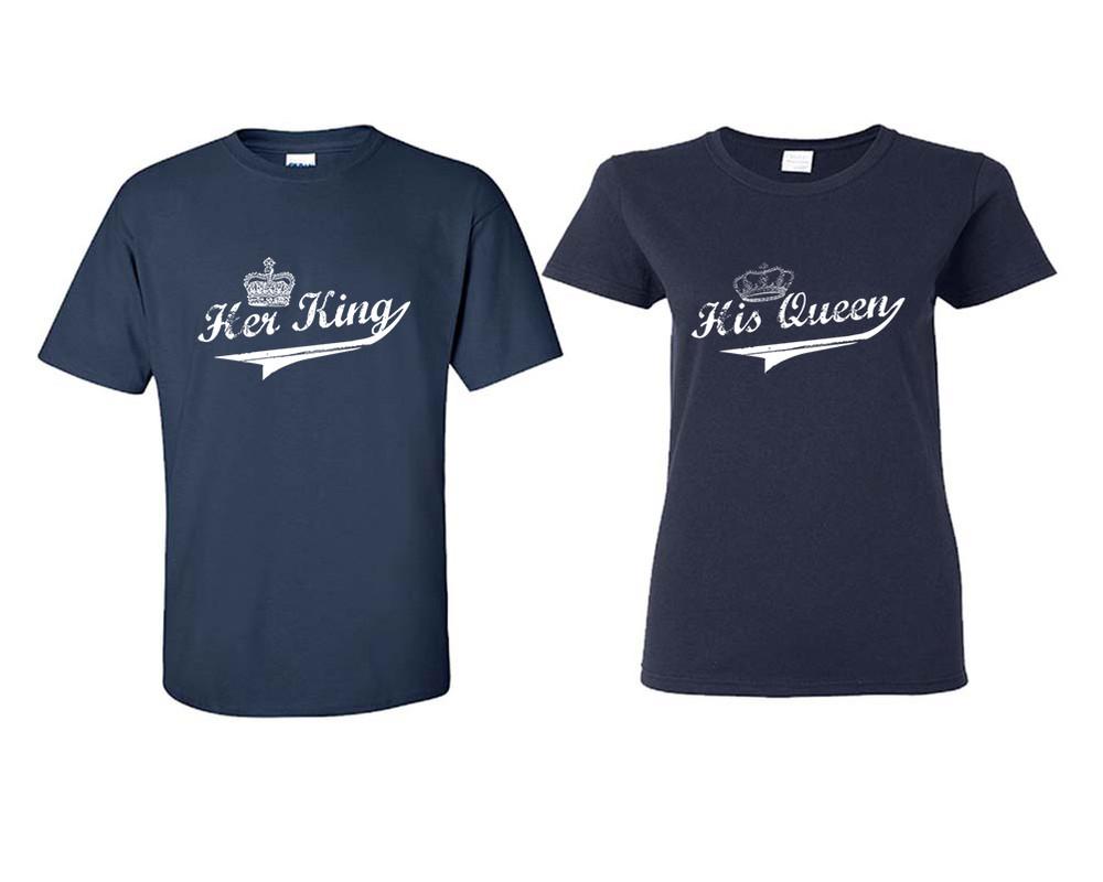 Her King His Queen matching couple shirts.Couple shirts, Navy Blue t shirts for men, t shirts for women. Couple matching shirts.