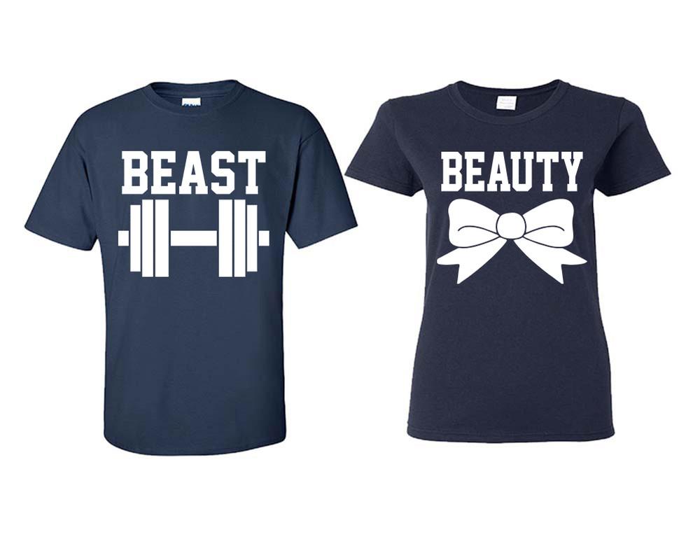 Beast and Beauty matching couple shirts.Couple shirts, Navy Blue t shirts for men, t shirts for women. Couple matching shirts.