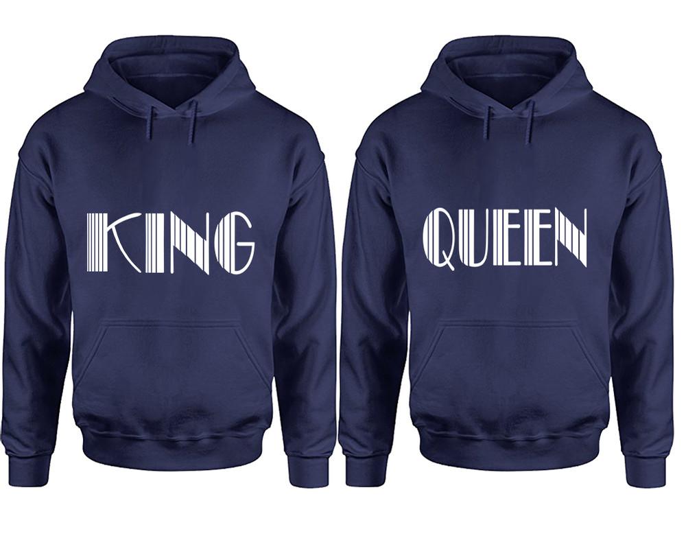 King and Queen hoodies, Matching couple hoodies, Navy Blue pullover hoodies