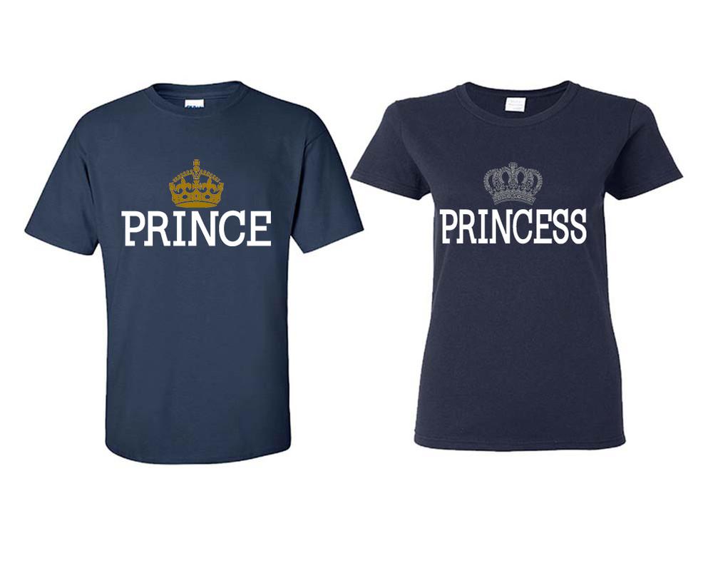 Prince Princess matching couple shirts.Couple shirts, Navy Blue t shirts for men, t shirts for women. Couple matching shirts.