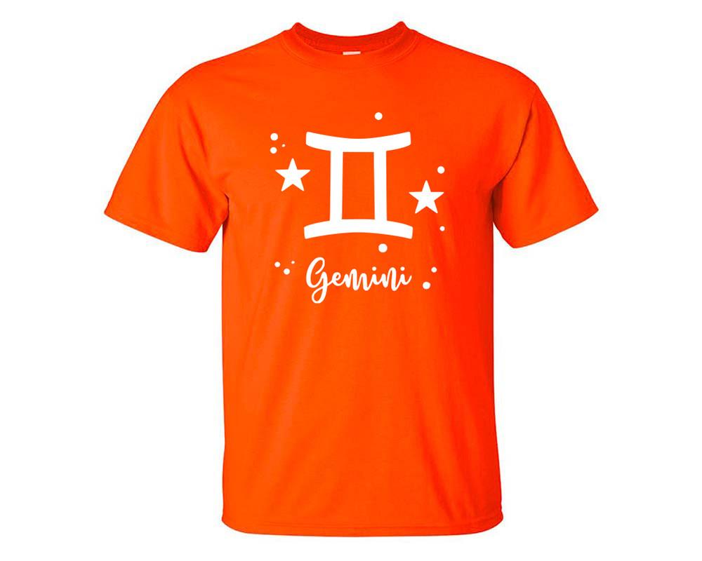 Gemini custom t shirts, graphic tees. Orange t shirts for men. Orange t shirt for mens, tee shirts.