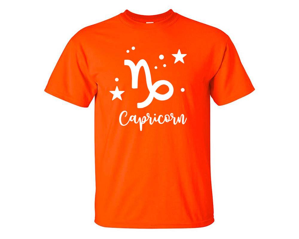 Capricorn custom t shirts, graphic tees. Orange t shirts for men. Orange t shirt for mens, tee shirts.