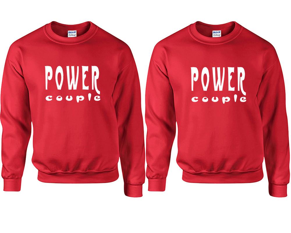 Power Couple couple sweatshirts. Red sweaters for men, sweaters for women. Sweat shirt. Matching sweatshirts for couples