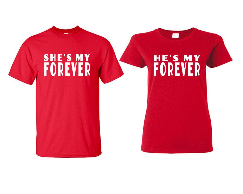 She's My Forever and He's My Forever matching couple shirts.Couple shirts, Red t shirts for men, t shirts for women. Couple matching shirts.