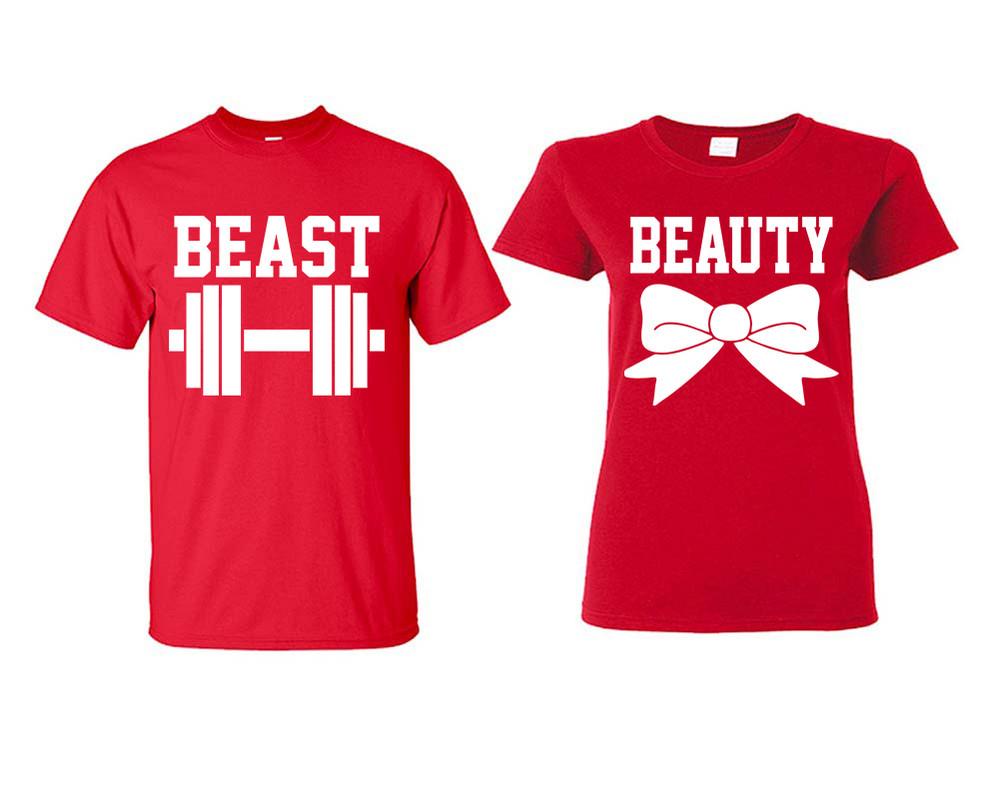 Beast and Beauty matching couple shirts.Couple shirts, Red t shirts for men, t shirts for women. Couple matching shirts.