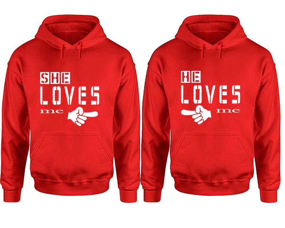 She Loves Me and He Loves Me hoodies, Matching couple hoodies, Red pullover hoodies