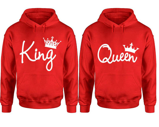 King Queen hoodie, Matching couple hoodies, Red pullover hoodies. Couple jogger pants and hoodies set.