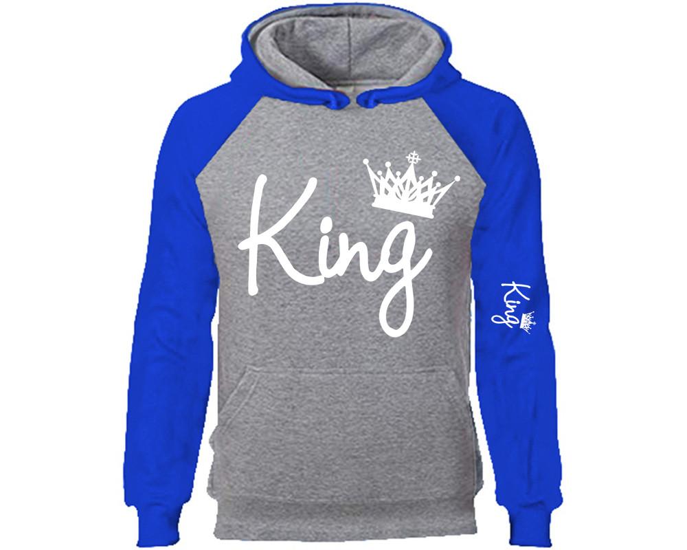 King designer hoodies. Royal Blue Grey Hoodie, hoodies for men, unisex hoodies