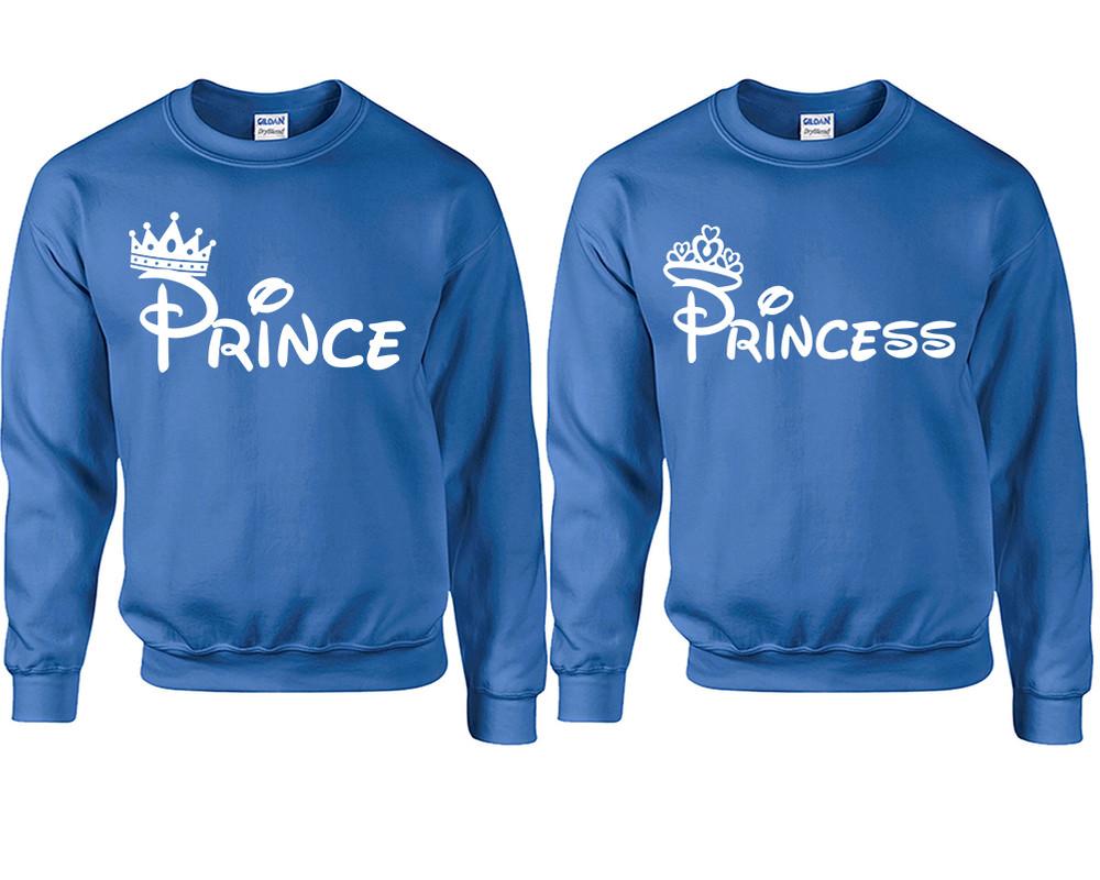 Prince Princess couple sweatshirts. Royal Blue sweaters for men, sweaters for women. Sweat shirt. Matching sweatshirts for couples