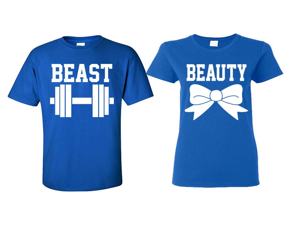 Beast and Beauty matching couple shirts.Couple shirts, Royal Blue t shirts for men, t shirts for women. Couple matching shirts.