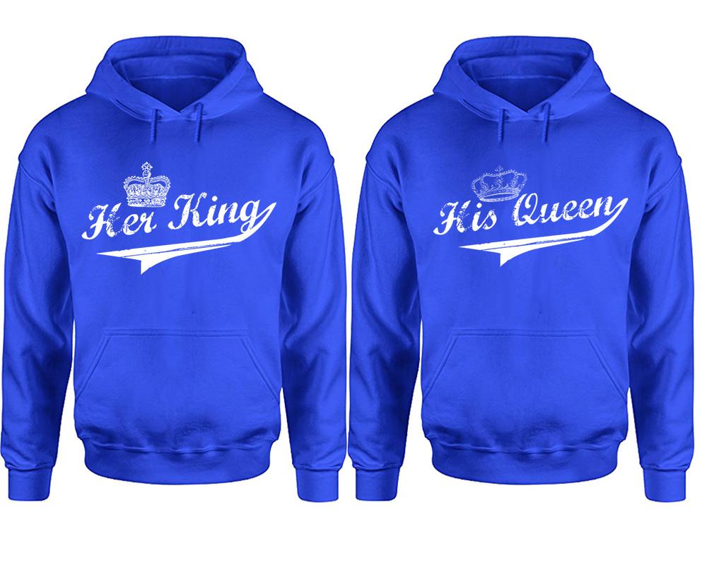 Her King His Queen hoodie, Matching couple hoodies, Royal Blue pullover hoodies. Couple jogger pants and hoodies set.