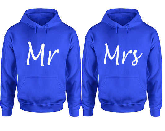Mr and Mrs hoodies, Matching couple hoodies, Royal Blue pullover hoodies