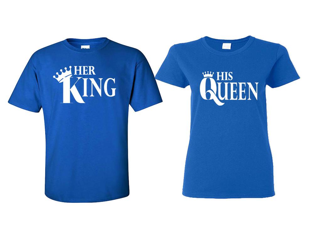 Her King and His Queen matching couple shirts.Couple shirts, Royal Blue t shirts for men, t shirts for women. Couple matching shirts.