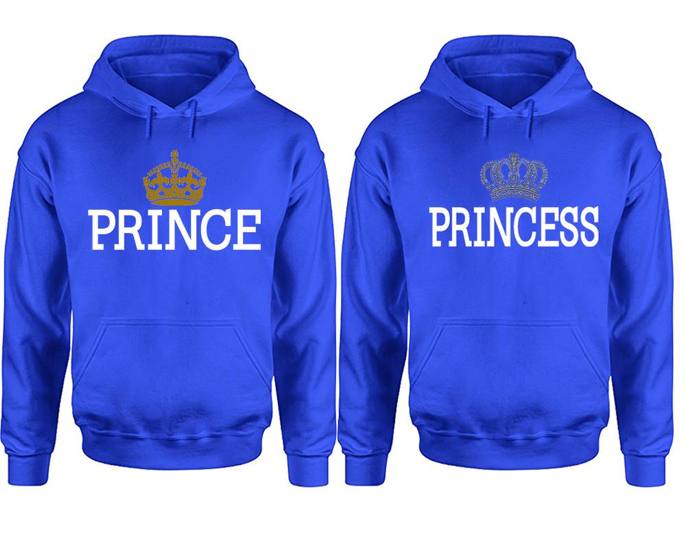 Prince Princess hoodie, Matching couple hoodies, Royal Blue pullover hoodies. Couple jogger pants and hoodies set.