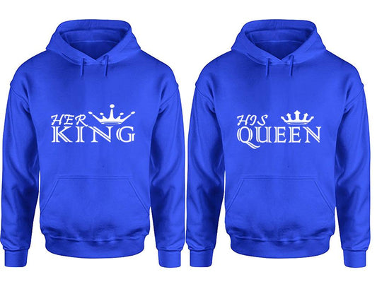 Her King and His Queen hoodies, Matching couple hoodies, Royal Blue pullover hoodies