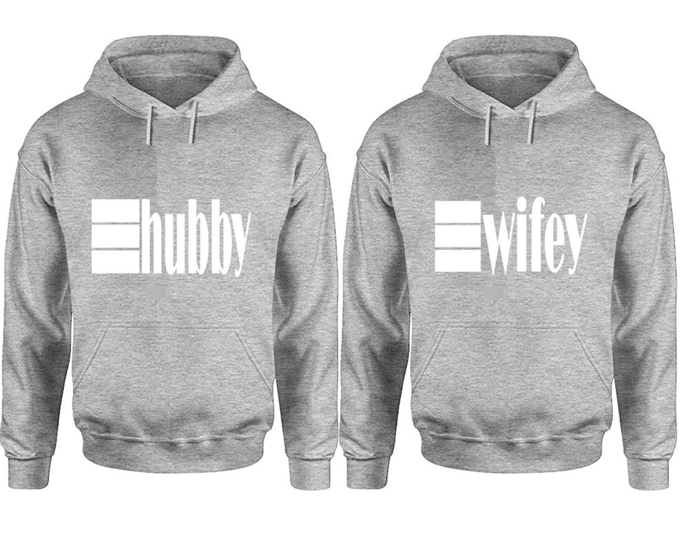 Hubby and Wifey hoodies, Matching couple hoodies, Sports Grey pullover hoodies