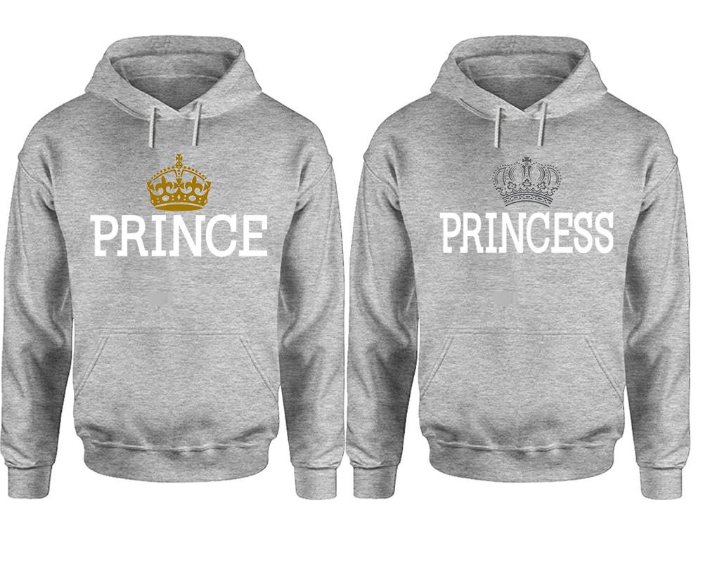 Prince Princess hoodie, Matching couple hoodies, Sports Grey pullover hoodies. Couple jogger pants and hoodies set.