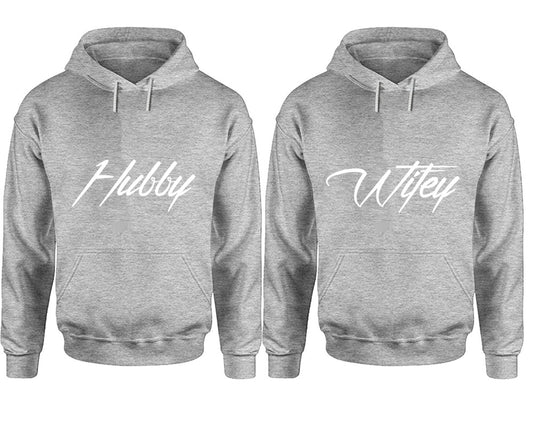 Hubby and Wifey hoodies, Matching couple hoodies, Sports Grey pullover hoodies