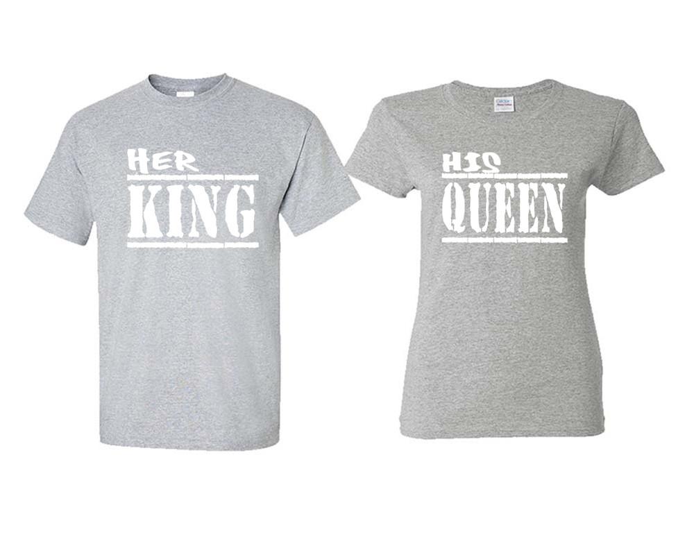 Her King and His Queen matching couple shirts.Couple shirts, Sports Grey t shirts for men, t shirts for women. Couple matching shirts.