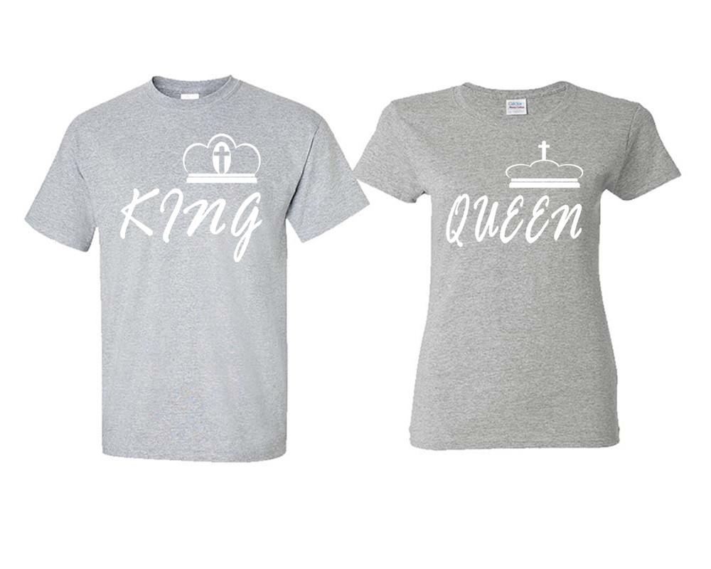 King and Queen matching couple shirts.Couple shirts, Sports Grey t shirts for men, t shirts for women. Couple matching shirts.