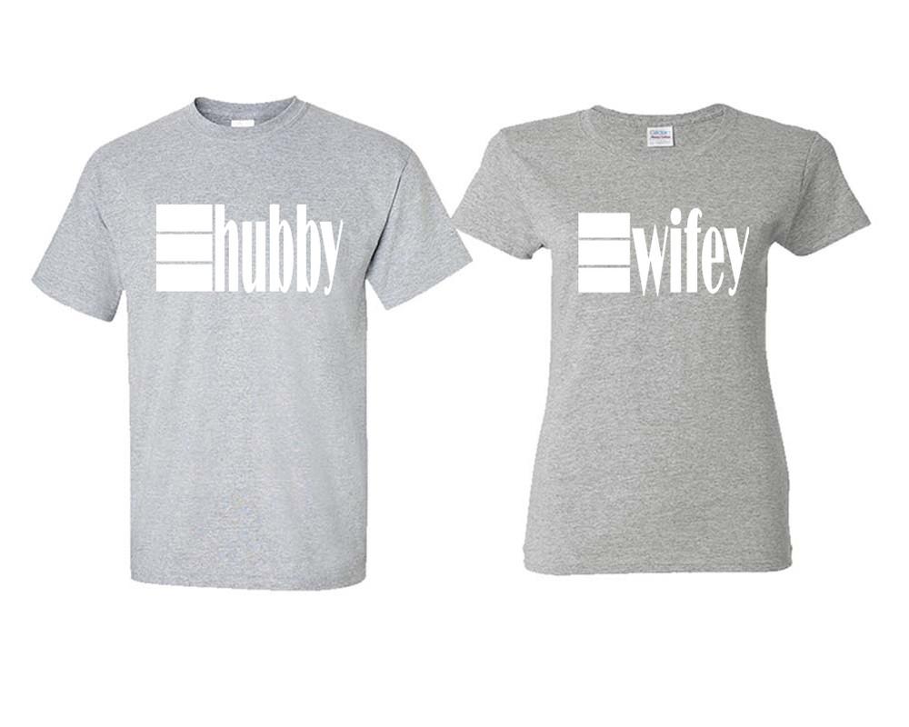 Hubby and Wifey matching couple shirts.Couple shirts, Sports Grey t shirts for men, t shirts for women. Couple matching shirts.