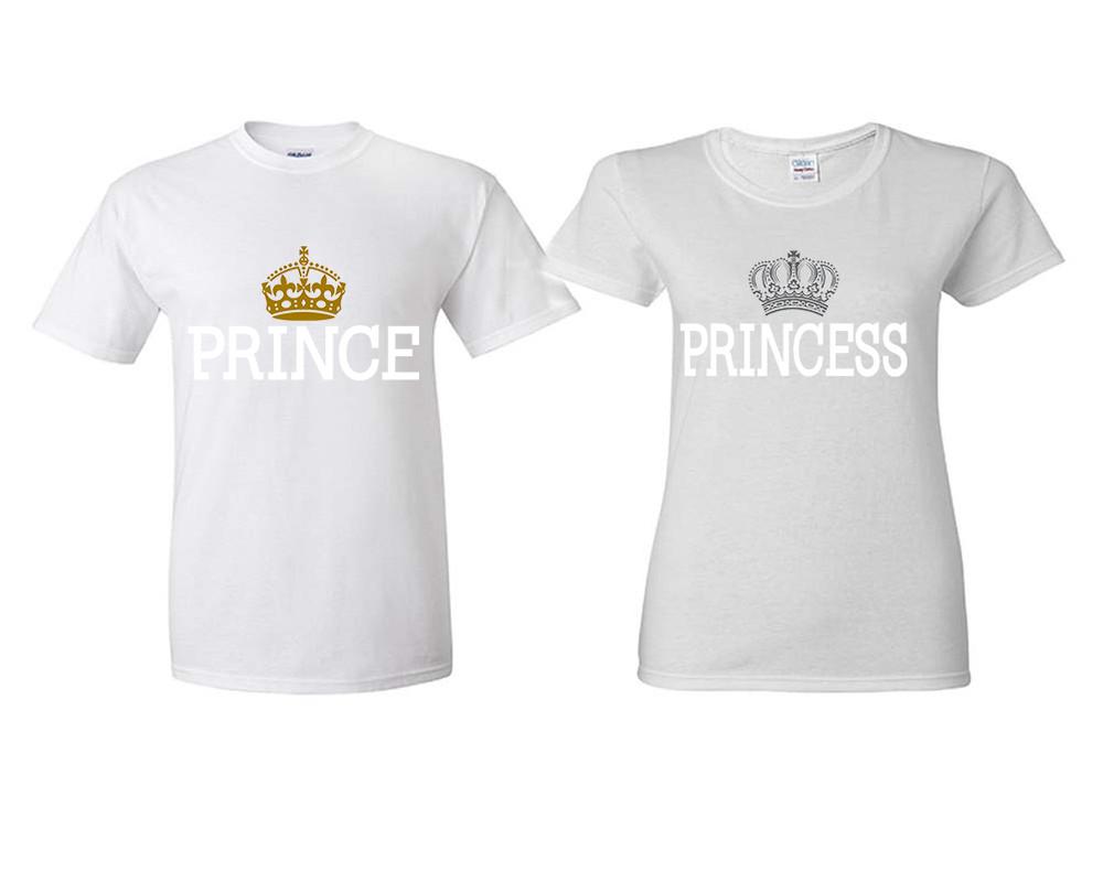 Prince Princess matching couple shirts.Couple shirts, White t shirts for men, t shirts for women. Couple matching shirts.